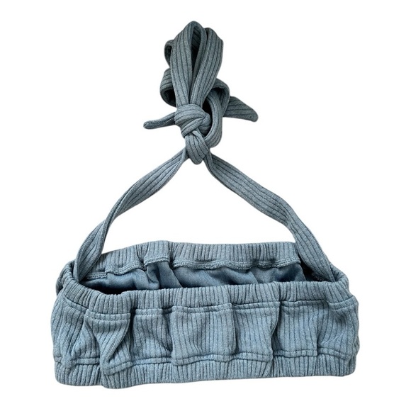 WeWoreWhat Halter Bra Top in Storm Size Medium, ribbed knit fabric & elastic - Picture 7 of 10